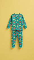 Playful teal patterned pajama set